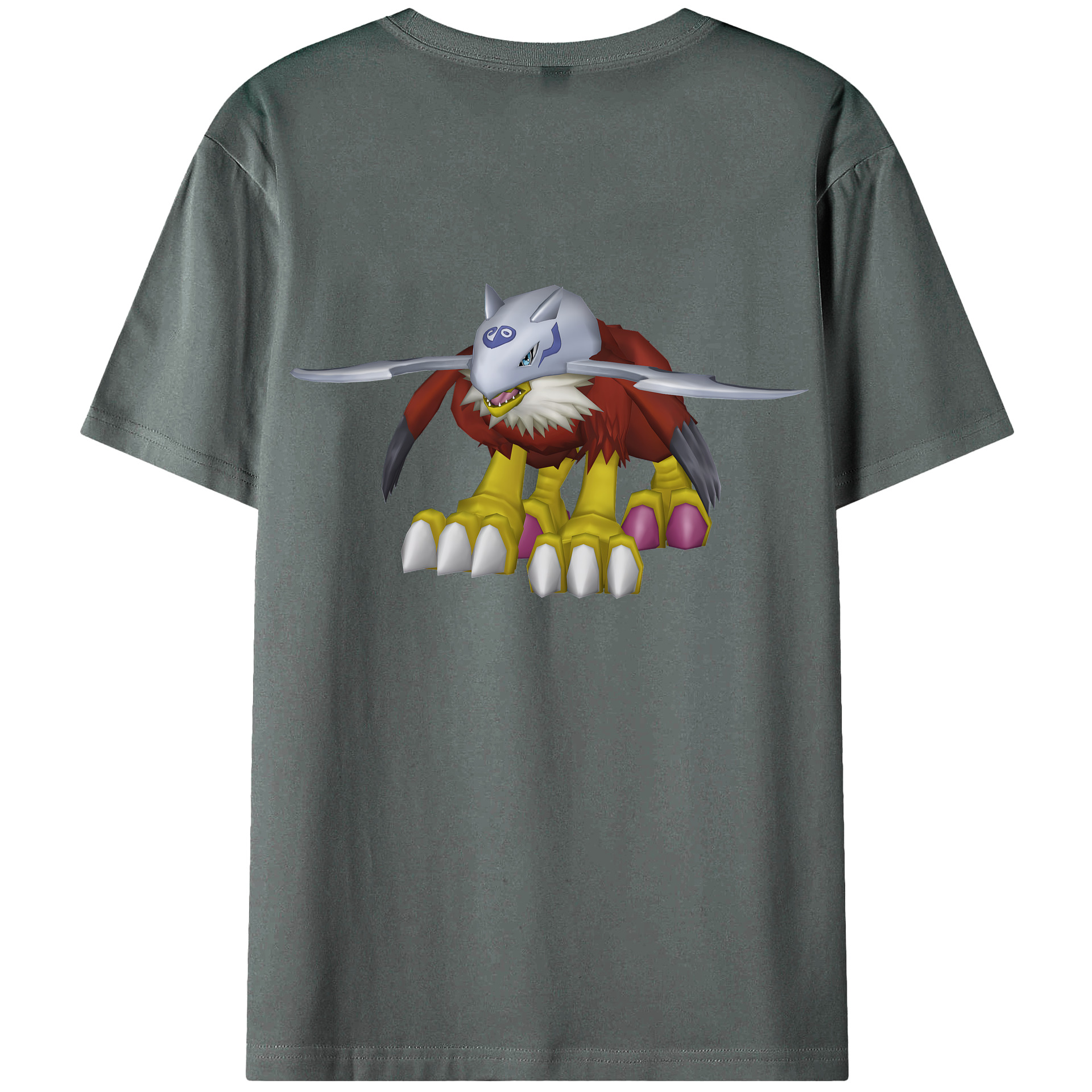 （画像用） Digimon デジタルモンスター/デジモン 綿100％ メンズ半袖Tシャツ（バックプリント） 通気性